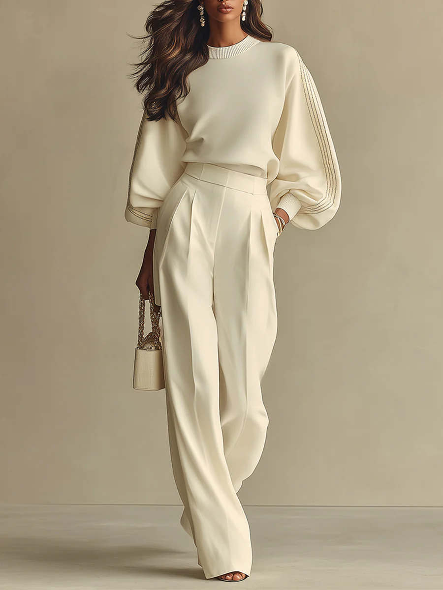 Hannah | Geripptes Set mit weiter Hose