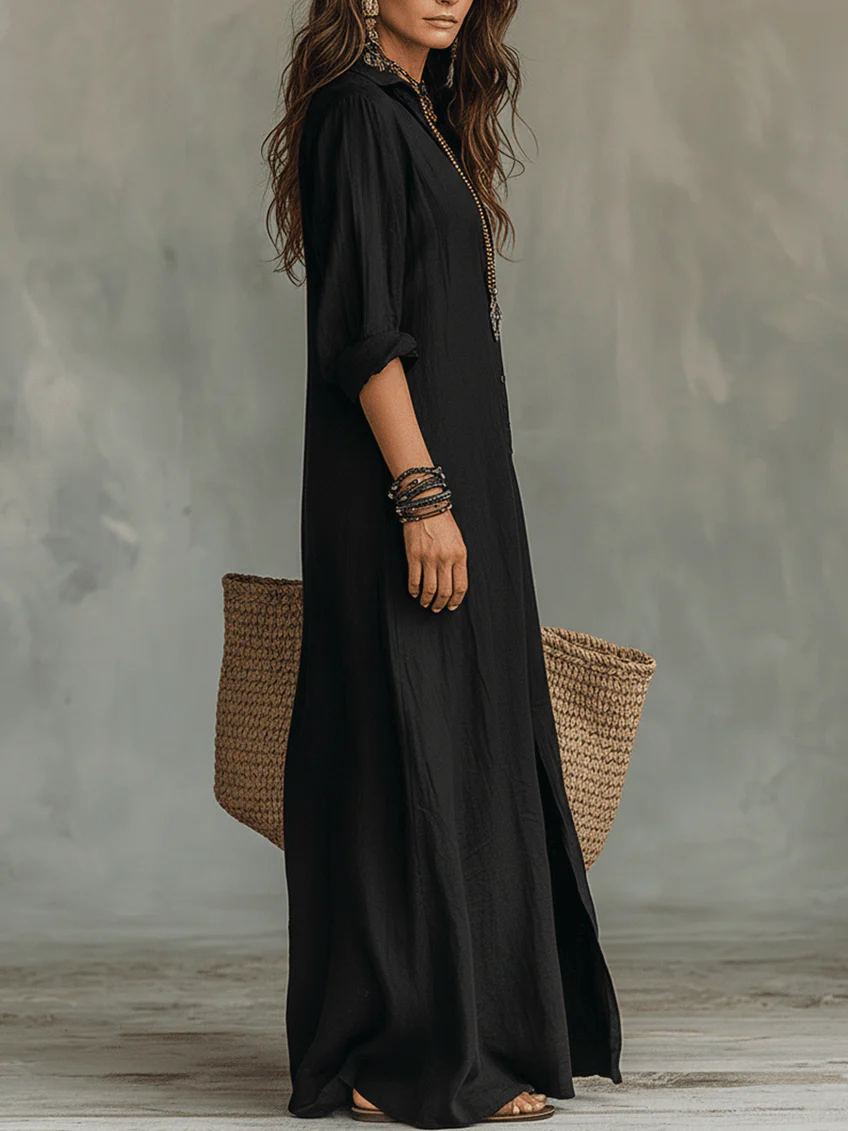Soline | Locker sitzendes Maxikleid mit Knöpfen