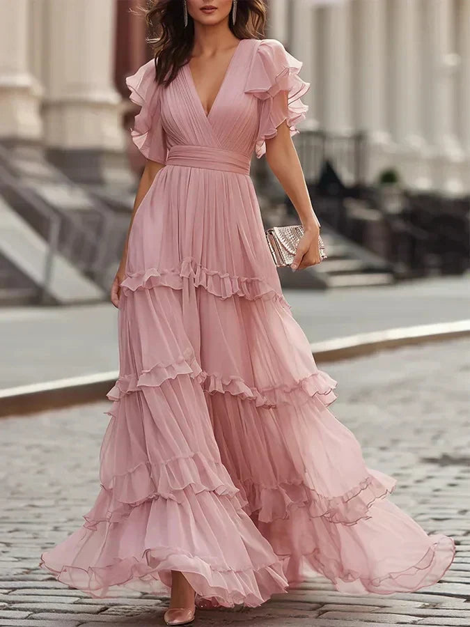 Zoe | Elegantes, hellrosa Maxikleid für die Hochzeit