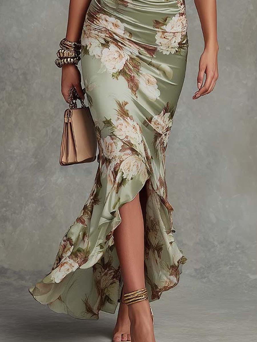 Cressida | Gerafftes Maxikleid mit Blumenmuster
