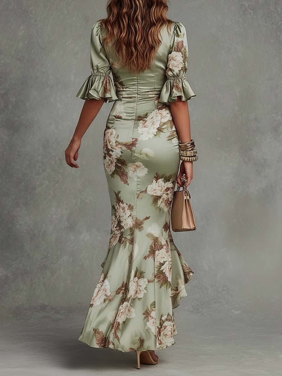 Cressida | Gerafftes Maxikleid mit Blumenmuster
