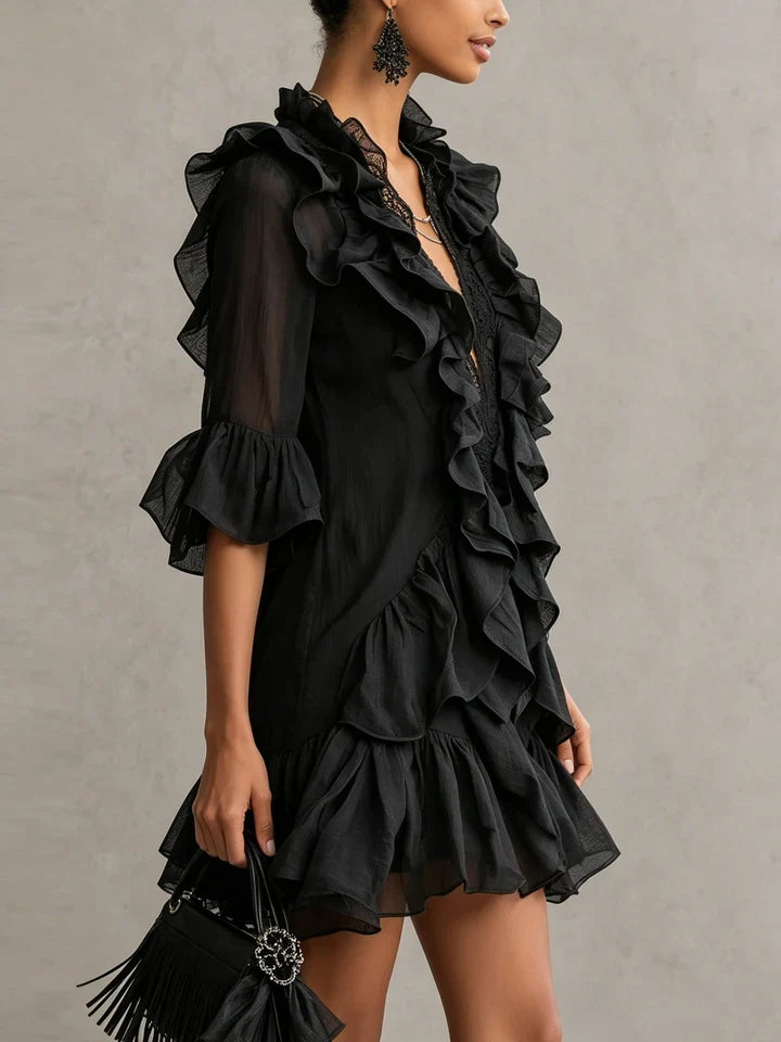 Anaïs - Mini-Kleid aus Chiffon mit Volants