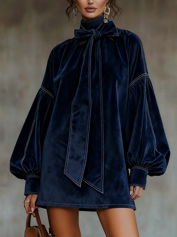 Tiphaine | Samt-Minikleid mit Schleife