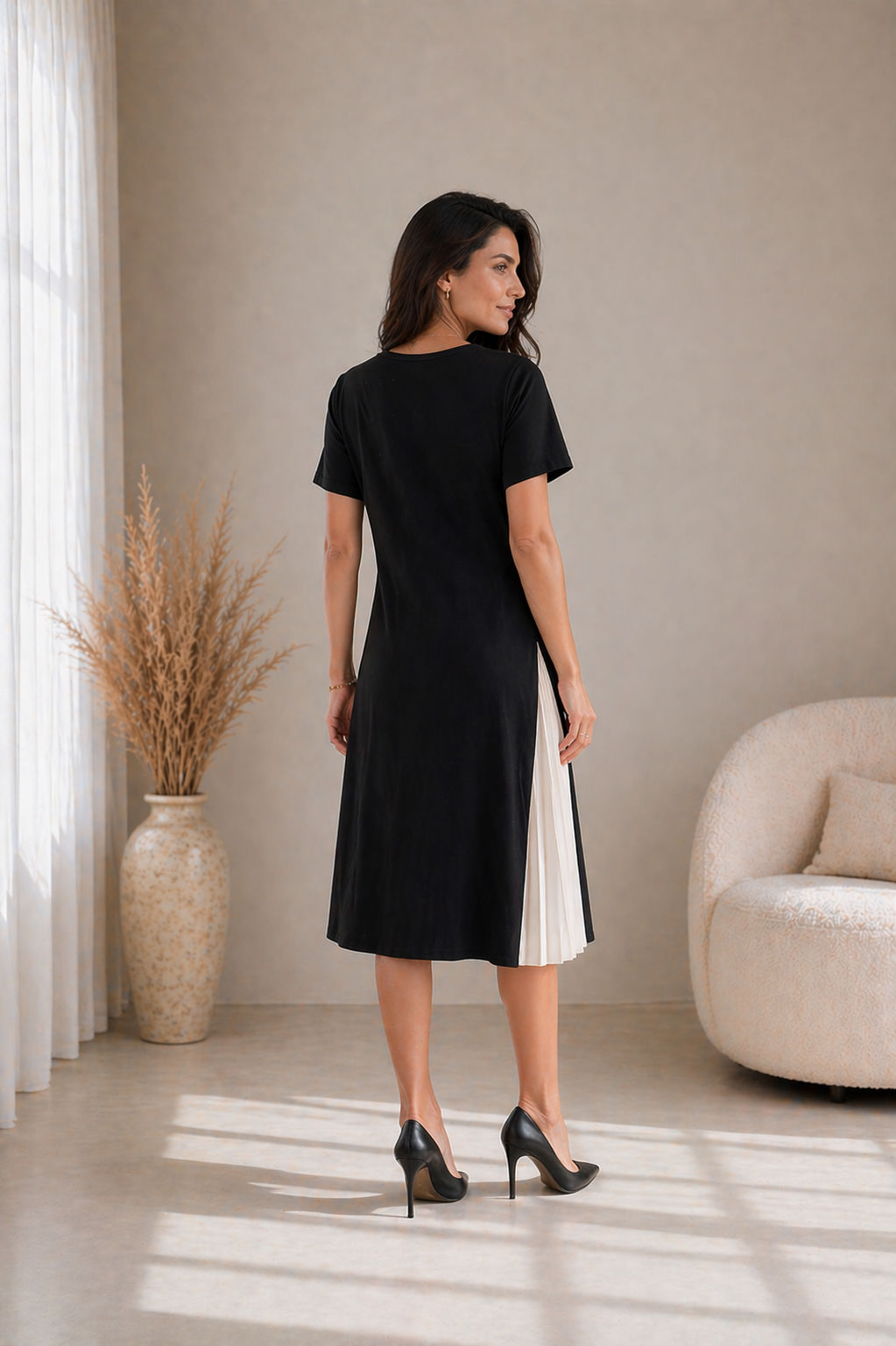 Lisbeth | Midikleid mit Plissee-Einsatz
