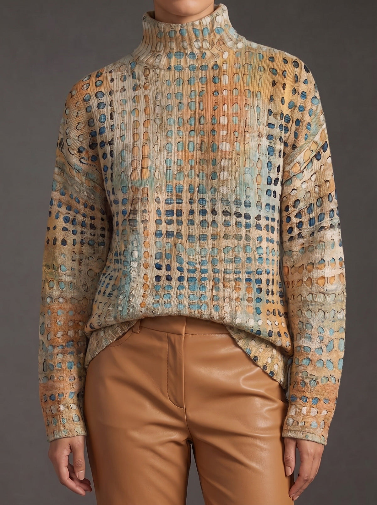 Bryndle™ | Herbstlicher Gitter-Rollkragenpullover