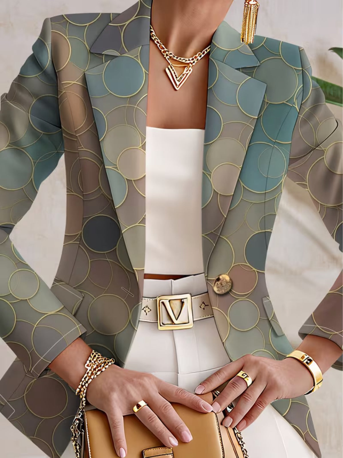 Theodora | Taillierter Blazer mit Kreisprint