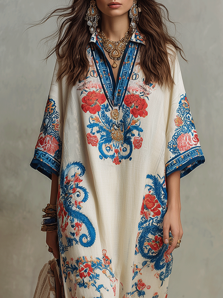 Ava – Midi-Kaftankleid mit Paisley-Muster