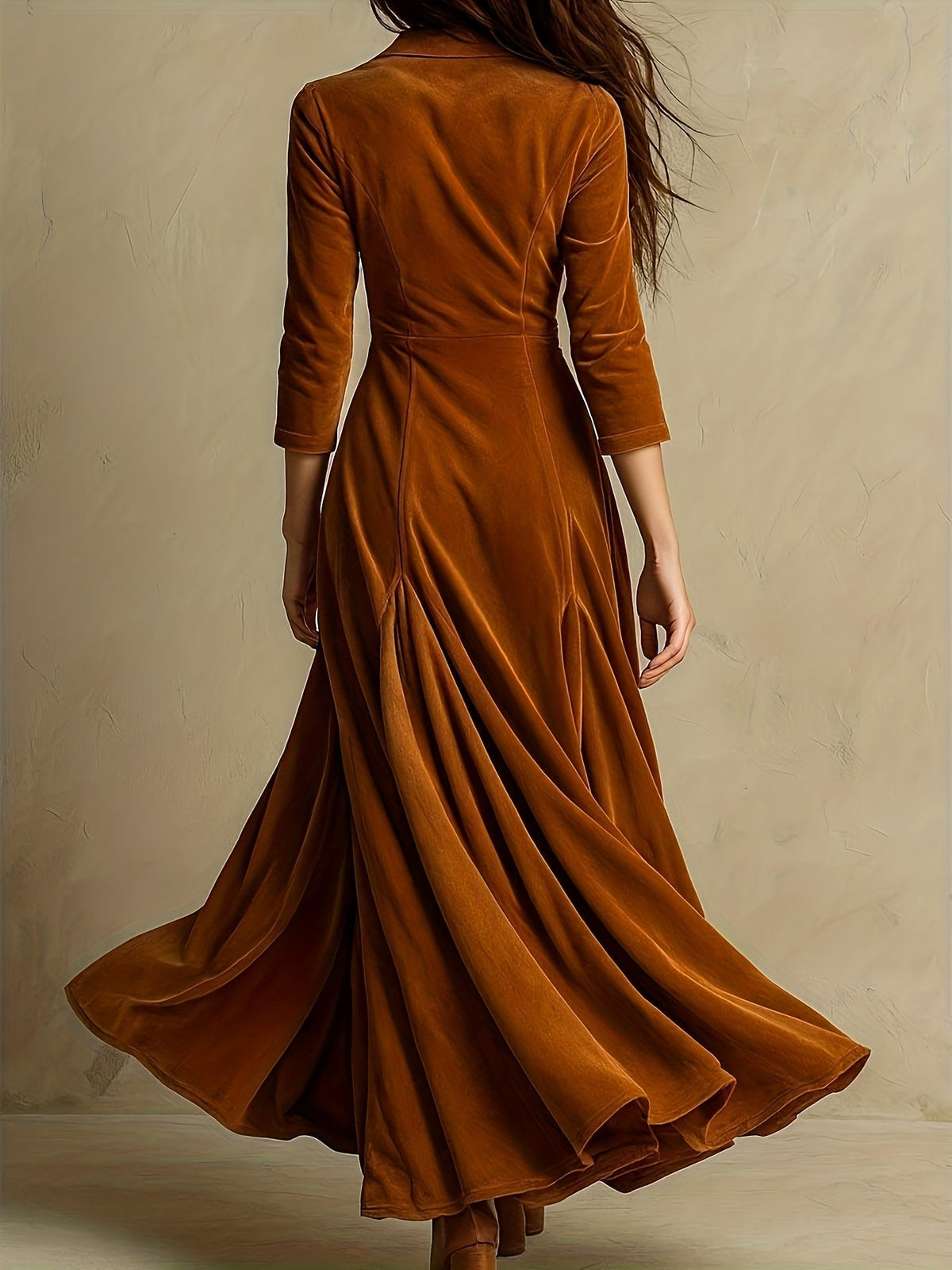 ELOWENNA | ELEGANTES KLEID MIT KNOPFLEISTE, KRAGEN UND 7/8-ÄRMELN