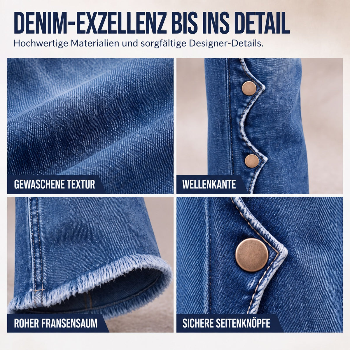 Amelie – Schlagjeans mit Knopfdetails