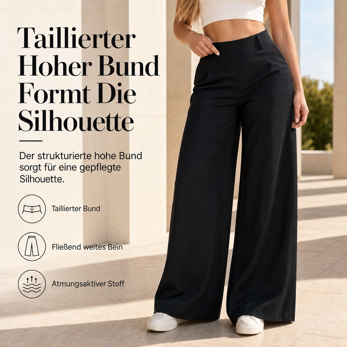 Elena – Elegante High-Waist-Hose mit weitem Bein