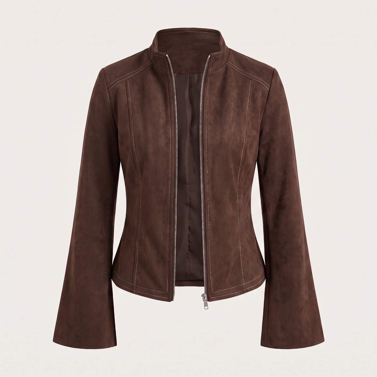 Lisa | Jacke in Wildlederoptik mit Trompetenärmeln