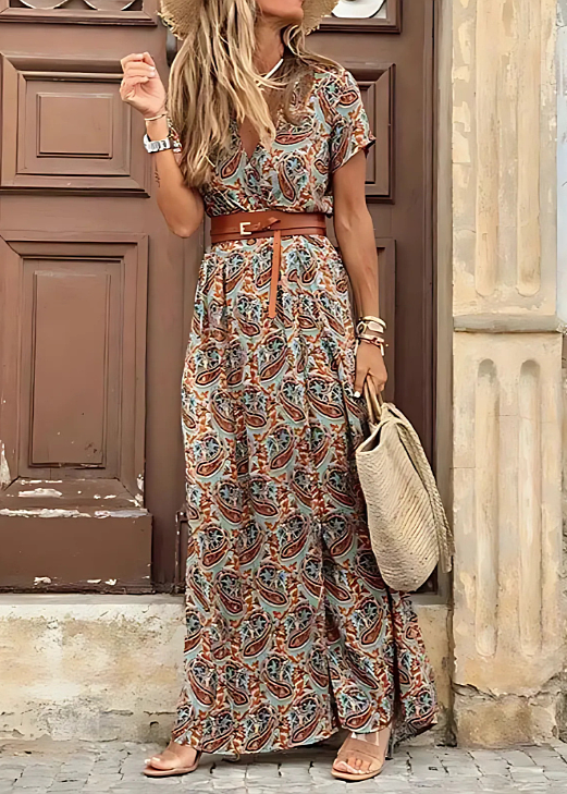 Edwina | Maxikleid mit Blumenmuster und Gürtel