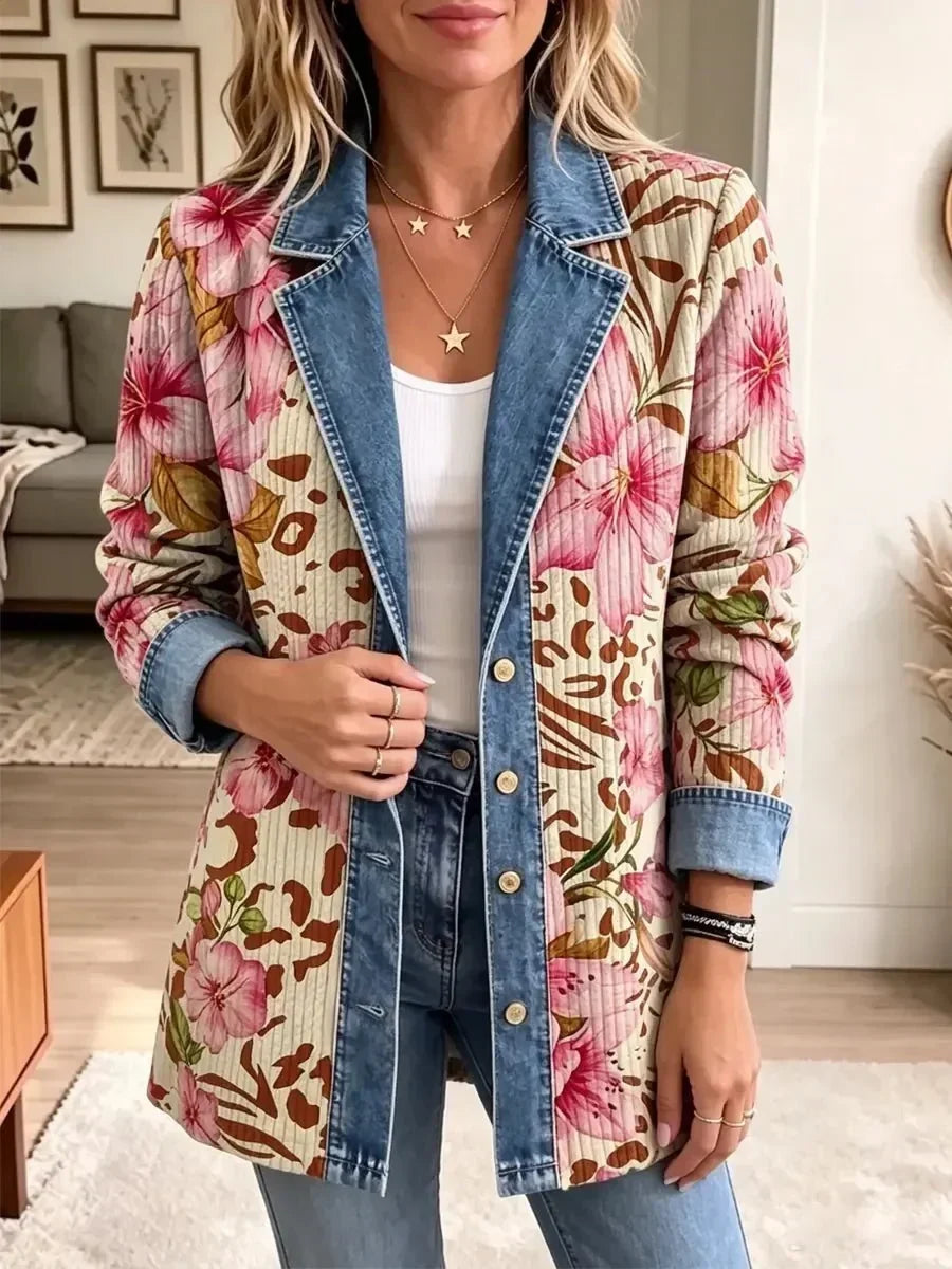 Luna | Retro-Jacke mit floralem Leopardenmuster