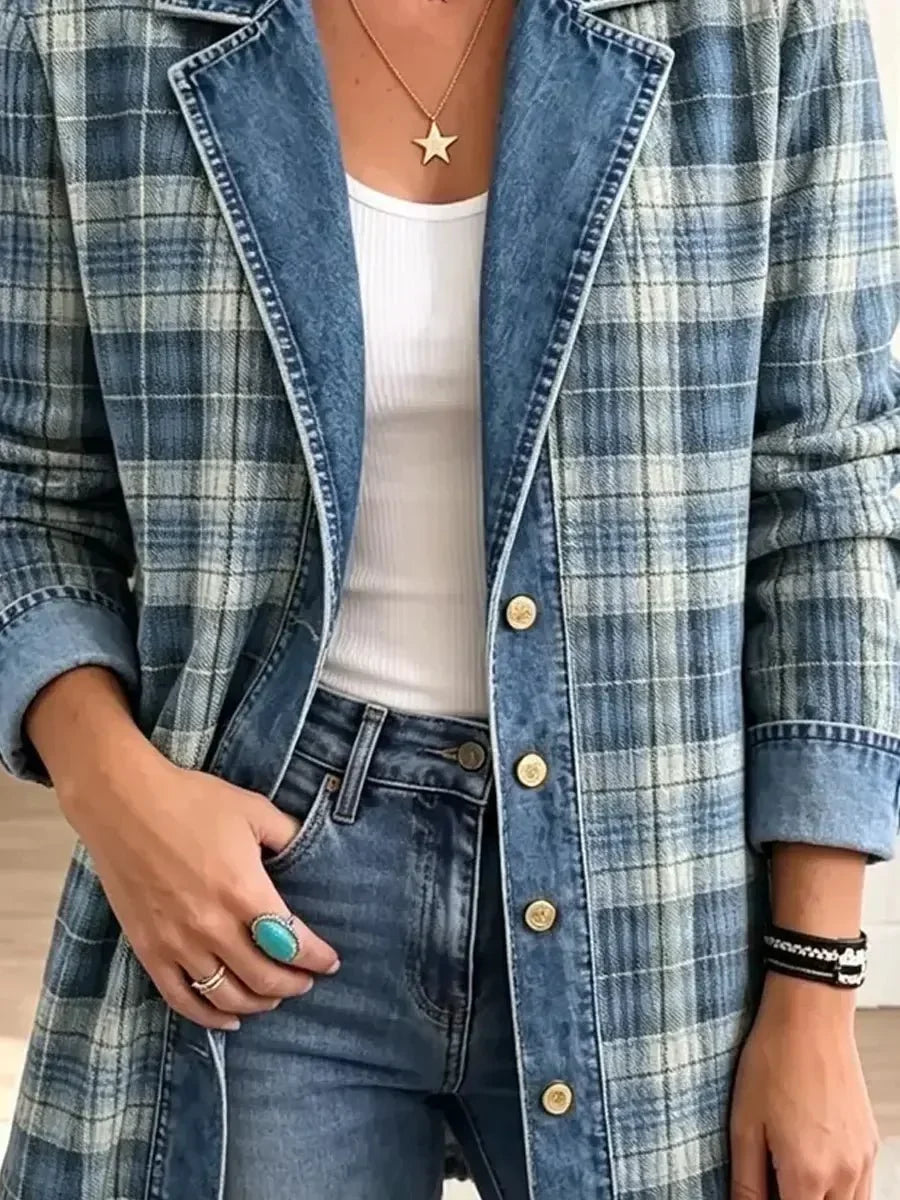 Sofia | Stilvolle lässige Retro-Denimjacke mit kunstvollem Muster