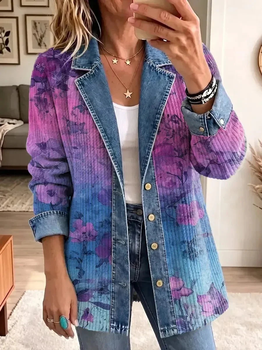 Evelyn | Stilvolle Retro-Jacke mit kunstvollem Blumenmuster