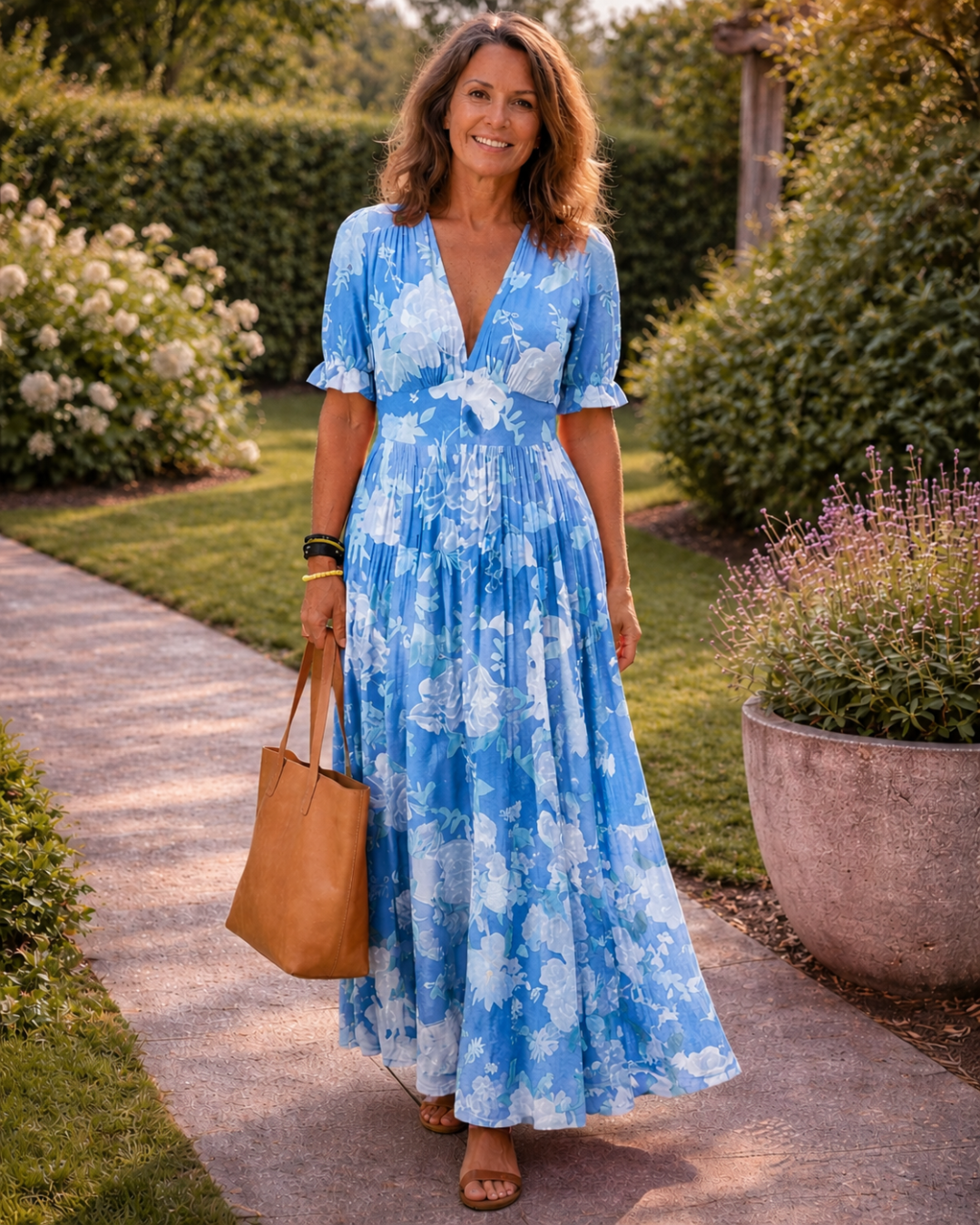 Della | Maxikleid mit Blumenmuster und V-Ausschnitt