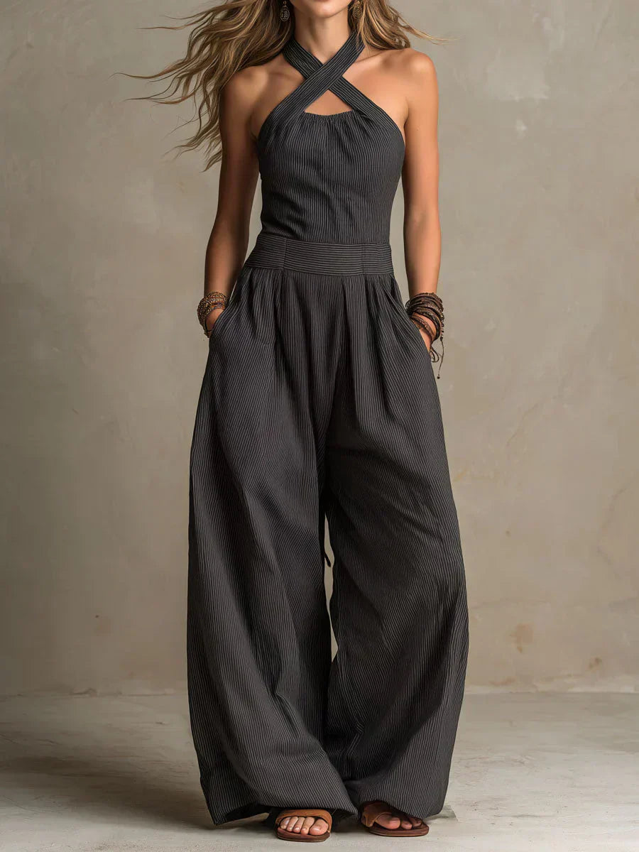 Isabella | Langer, locker sitzender Jumpsuit mit Neckholder-Ausschnitt