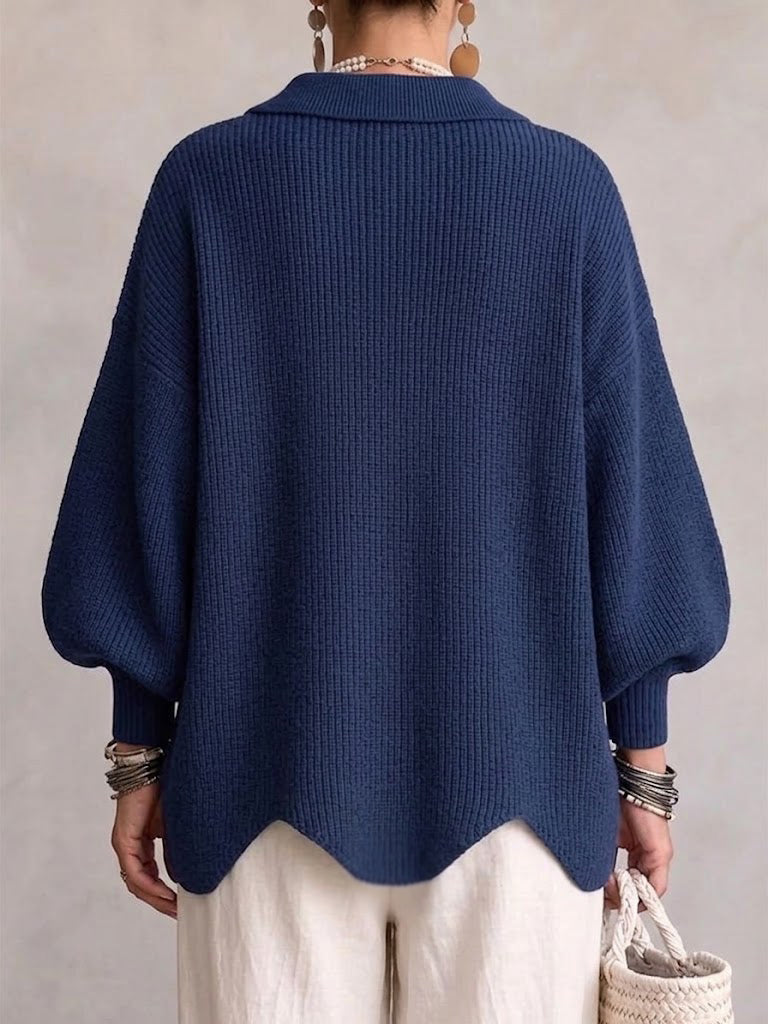 Ilona | Oversize-Strickjacke mit Kragen und großen Metallknöpfen