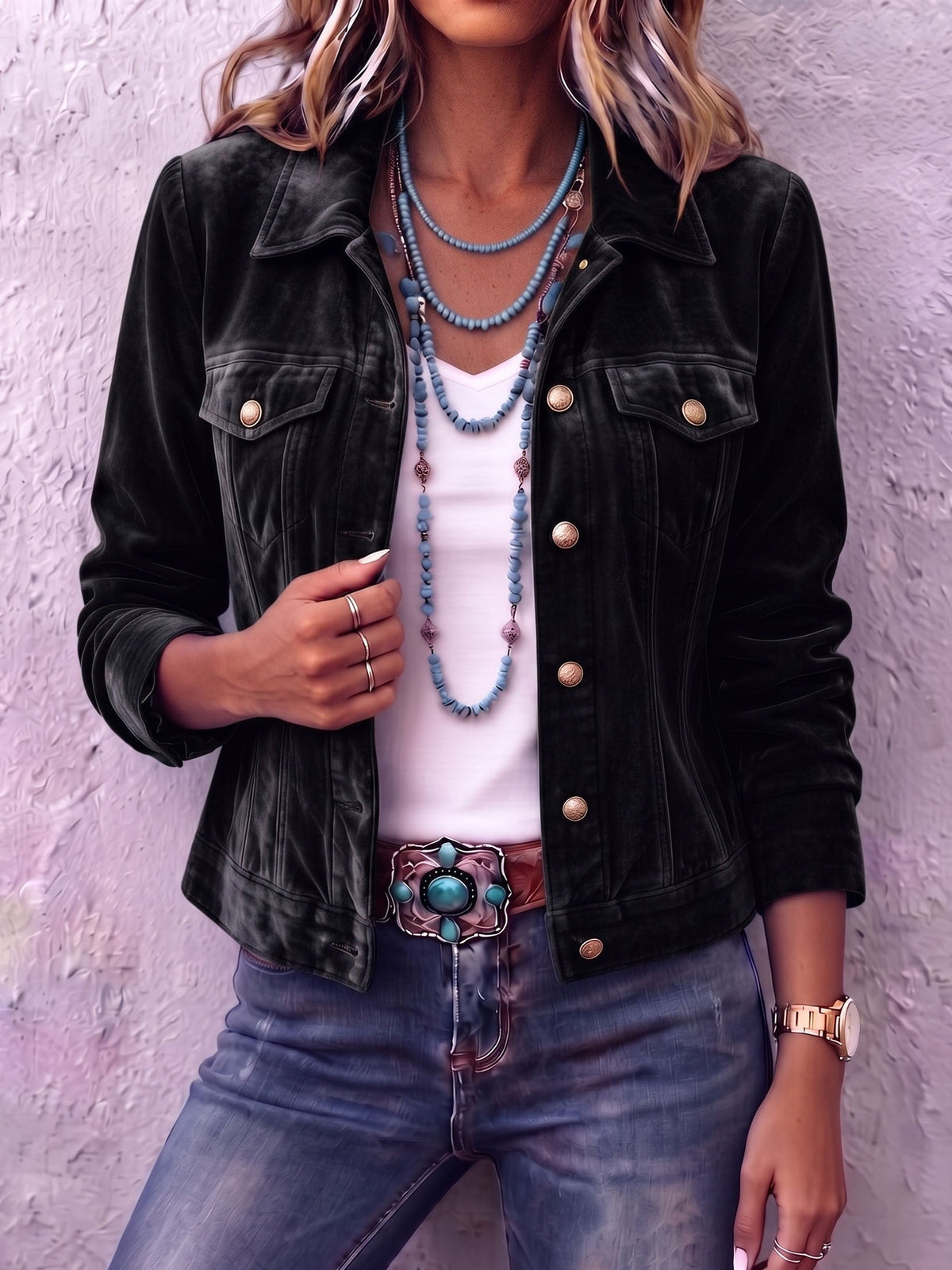 Dianne | Samtige Boho-Jacke im Vintage-Stil