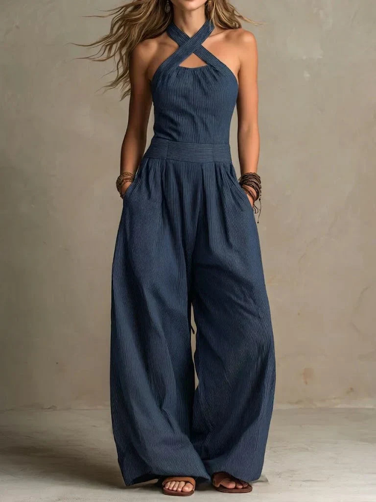 Isabella | Langer, locker sitzender Jumpsuit mit Neckholder-Ausschnitt