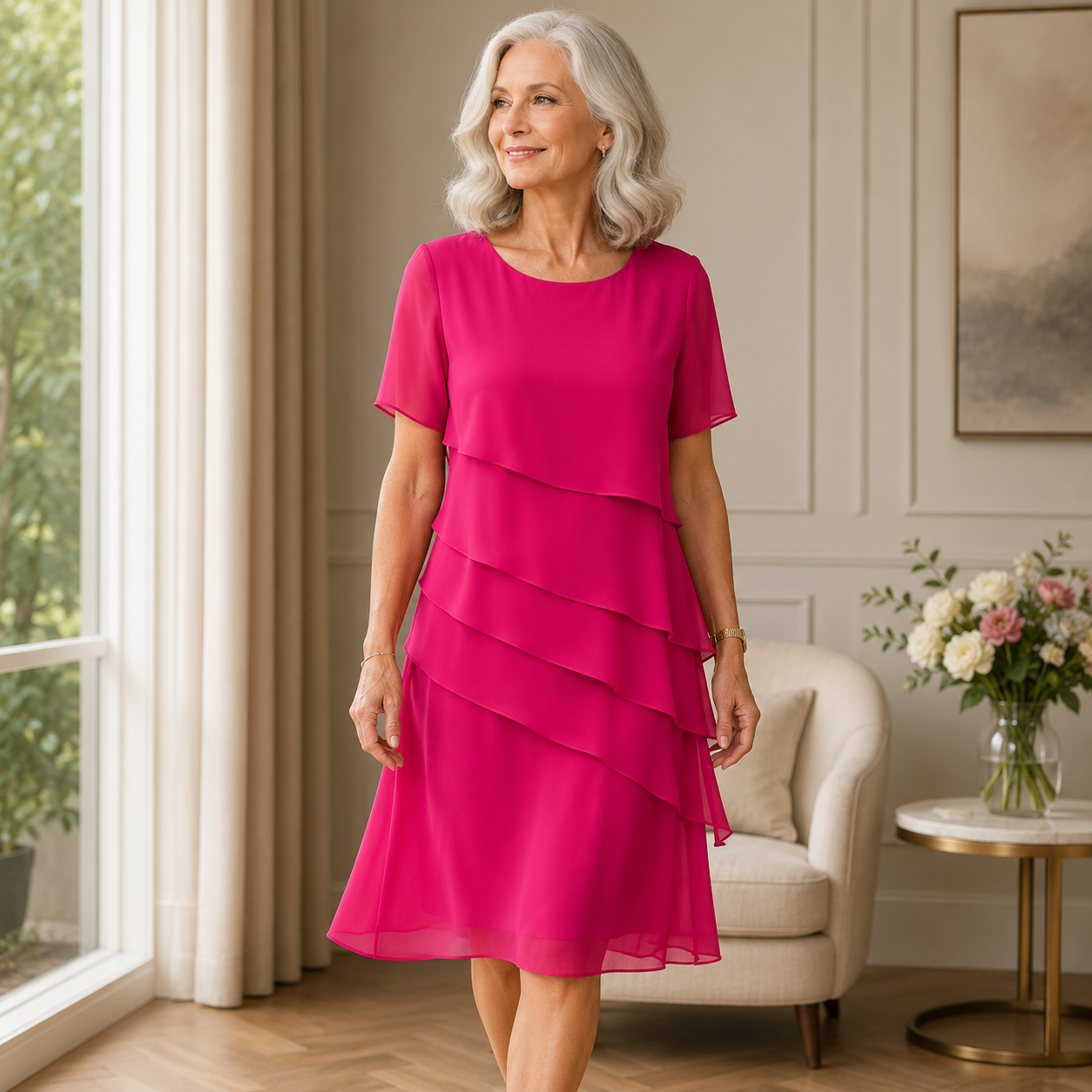 Linda | Elegantes Komfort-Rüschenkleid