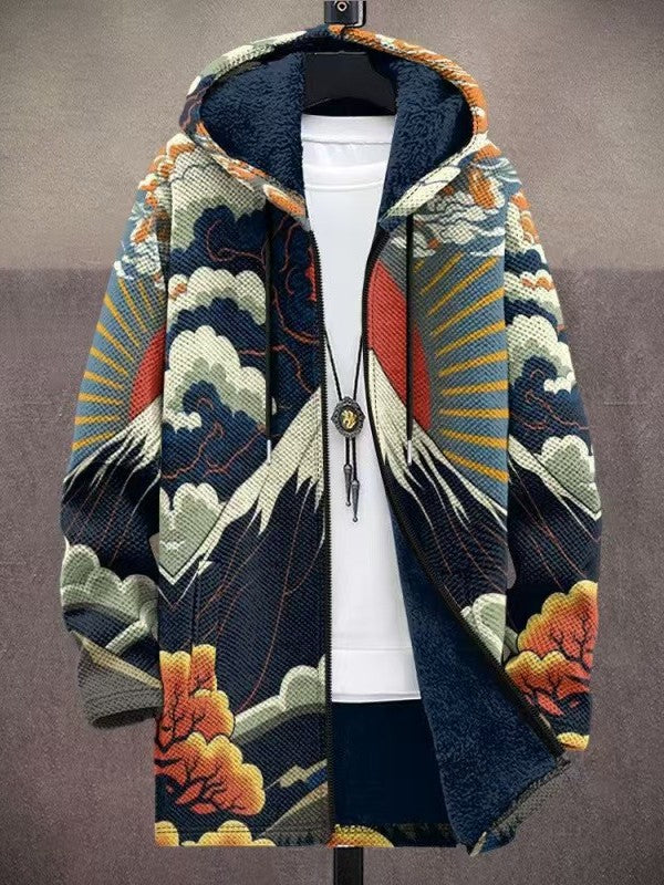 Isabella | Strickjacke mit Kapuze und kunstvollem Print