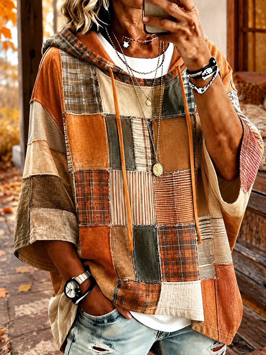 Gabriela | Oversize-Hoodie mit Patchwork in Herbstfarben