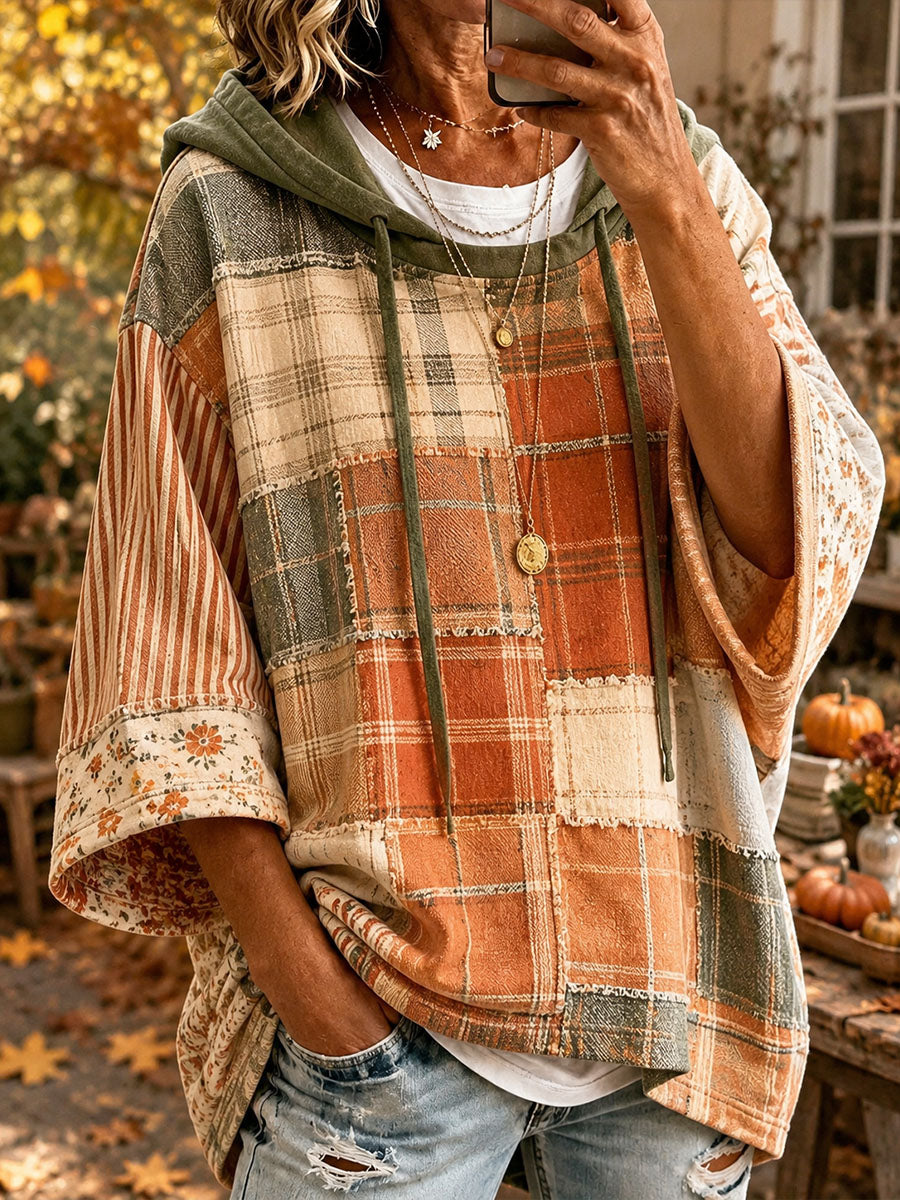 Ana | Oversize-Hoodie mit herbstlichem Patchwork