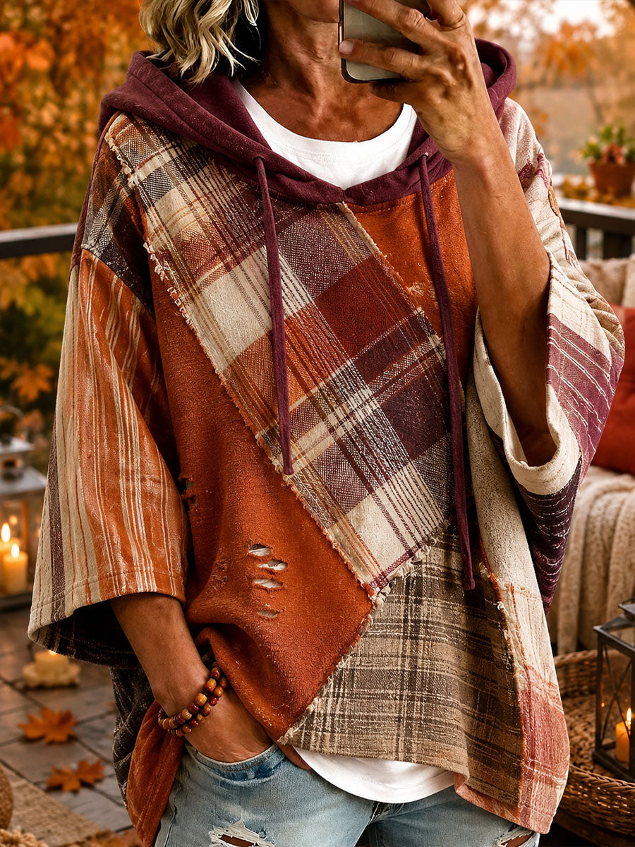 Adriana | Oversize-Hoodie mit Patchwork in Herbstfarben
