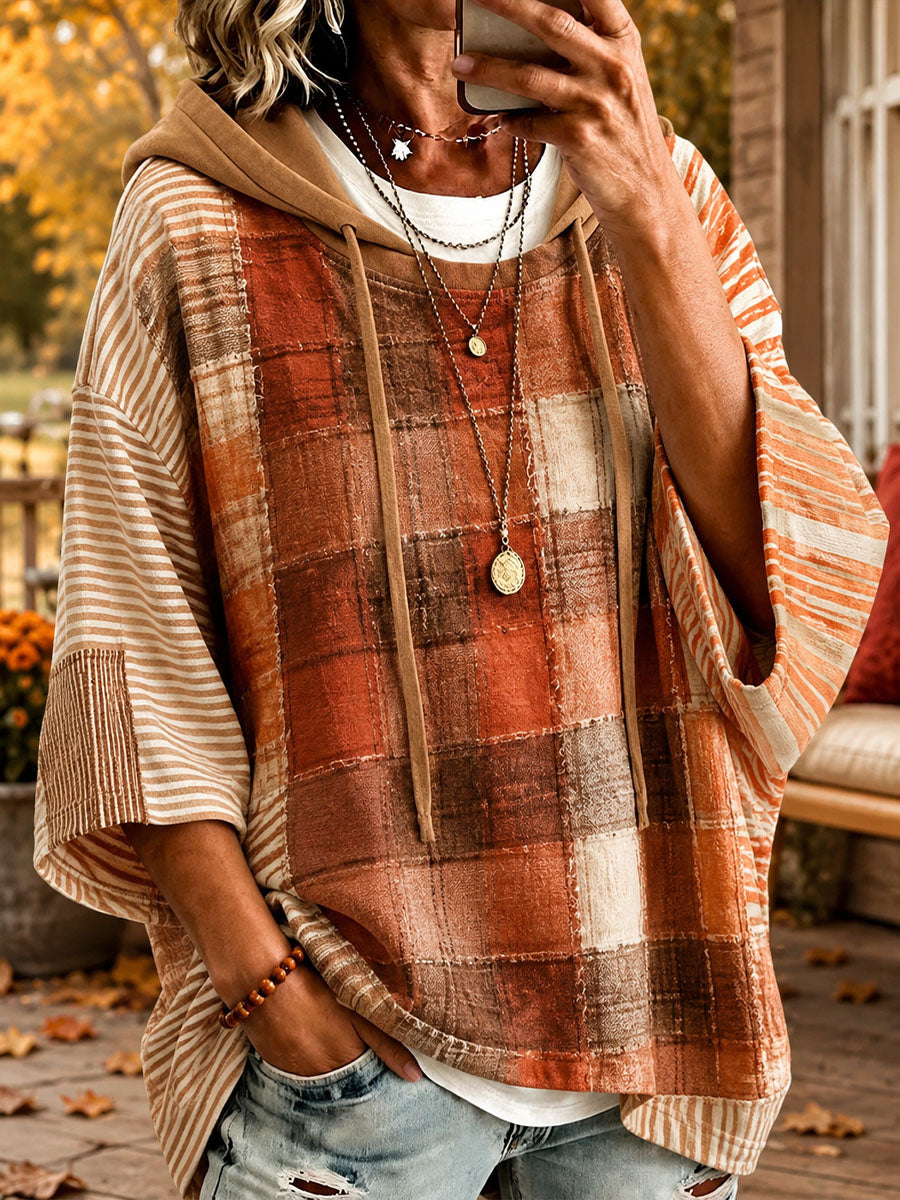 Simona | Oversize-Hoodie mit Patchwork in Herbstfarben