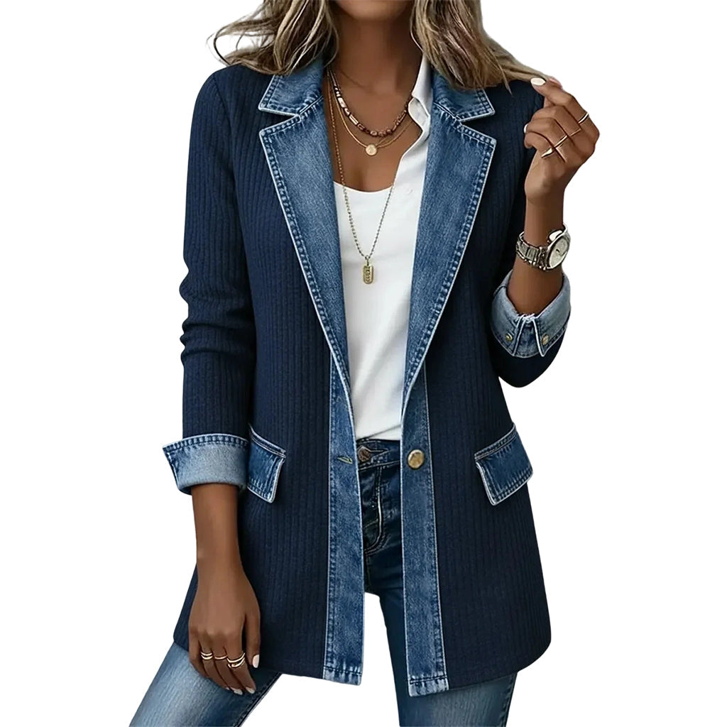 Freja – Denimjacke mit Rippstrick