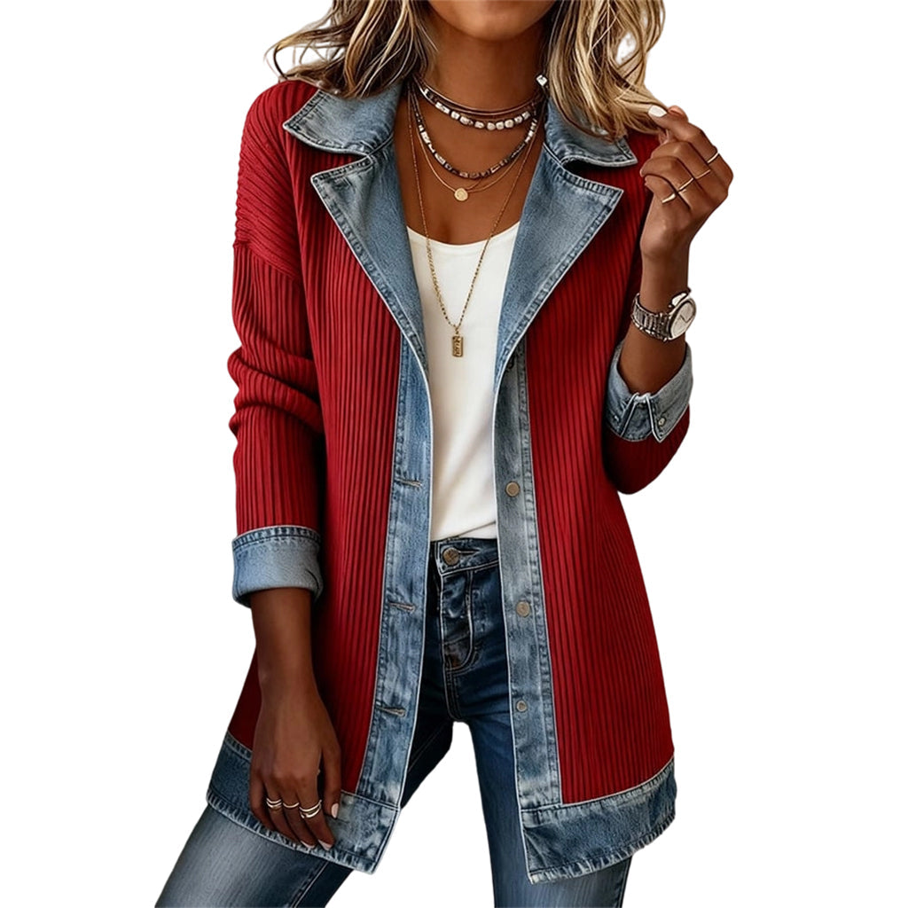 Freja – Denimjacke mit Rippstrick