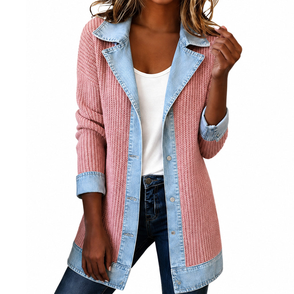 Freja – Denimjacke mit Rippstrick