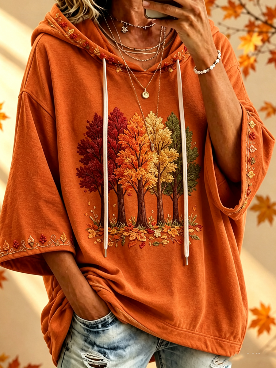 Maria | Oversize-Hoodie mit herbstlichem Print