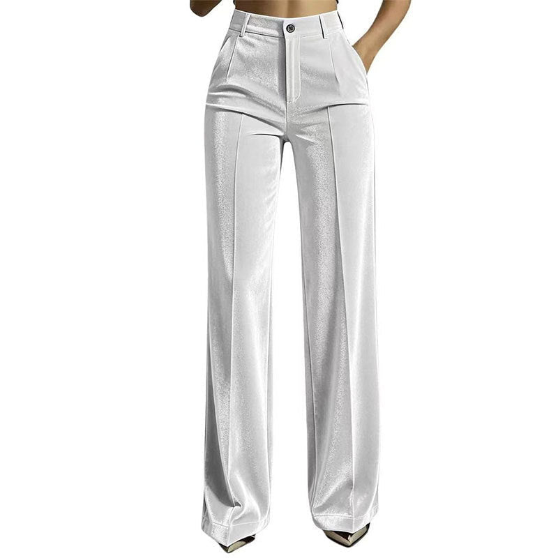 Lockere Damenhose mit hohem Bund und Drapierung