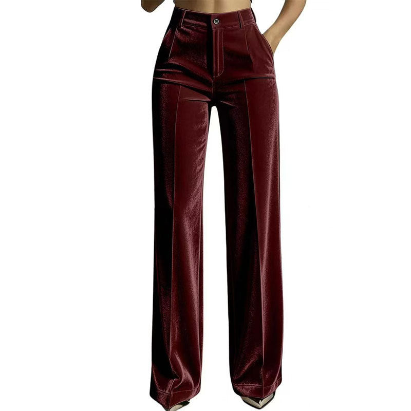 Lockere Damenhose mit hohem Bund und Drapierung