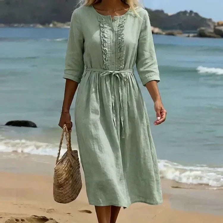 Nadège™ | Maxikleid mit Federbesatz