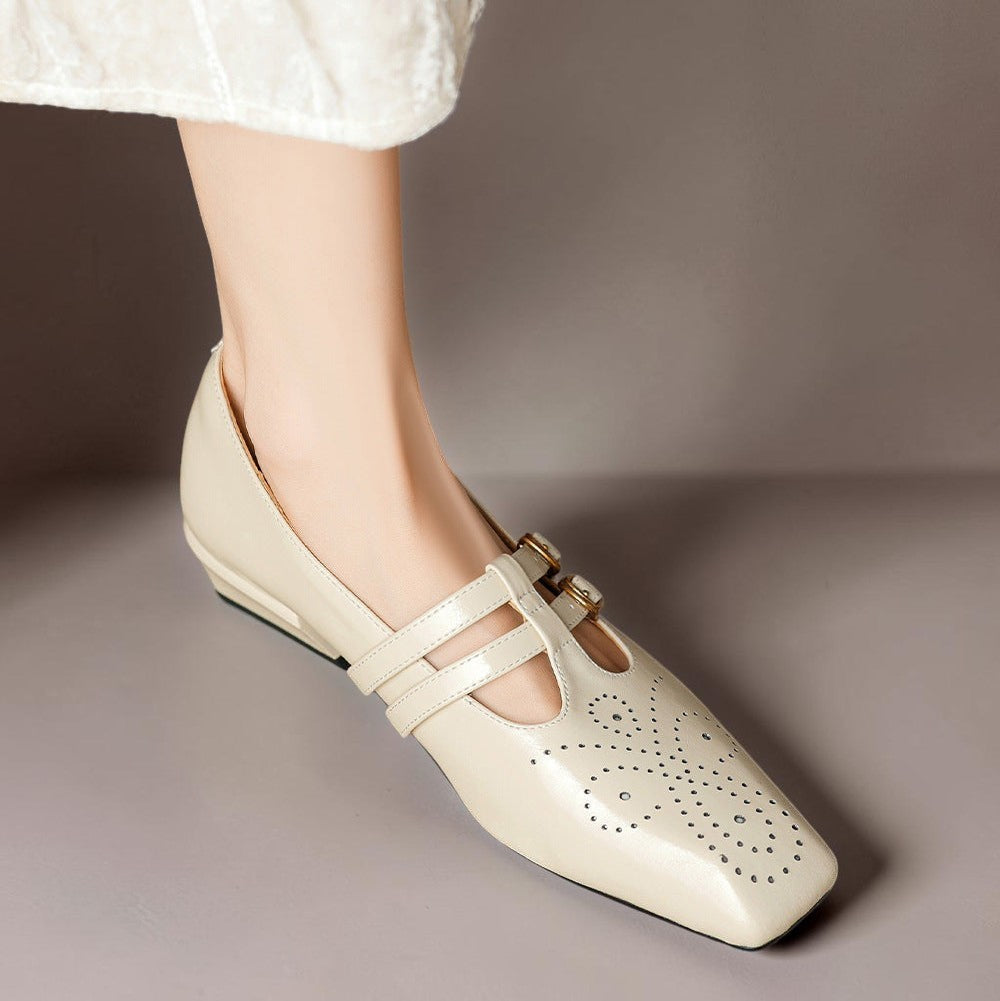 Rikke | Elegante Mary-Jane-Schuhe aus Leder mit Doppelriemen