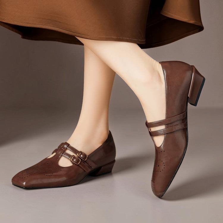 Rikke | Elegante Mary-Jane-Schuhe aus Leder mit Doppelriemen