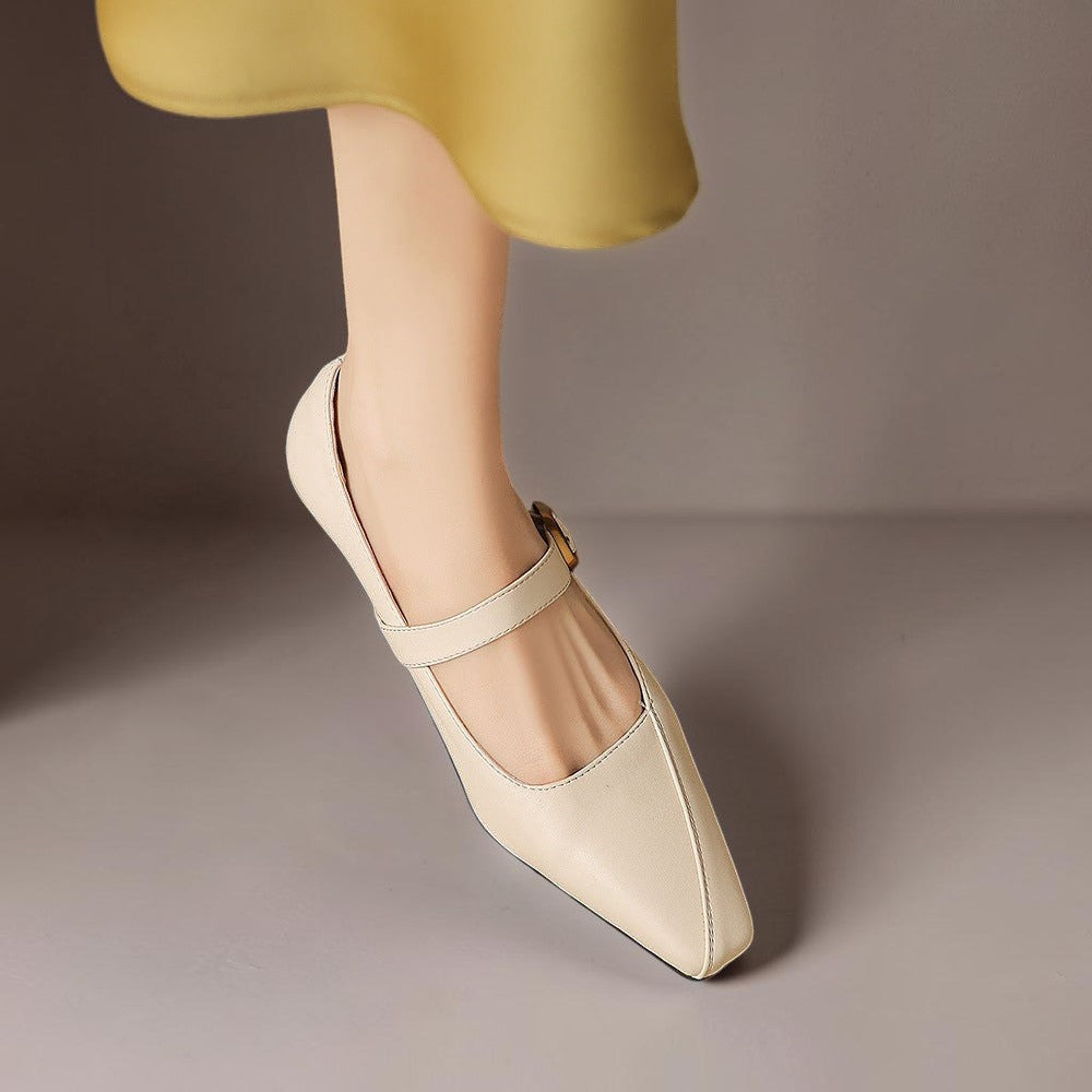 Grethe | Mary-Jane-Schuhe mit goldfarbener Schnalle