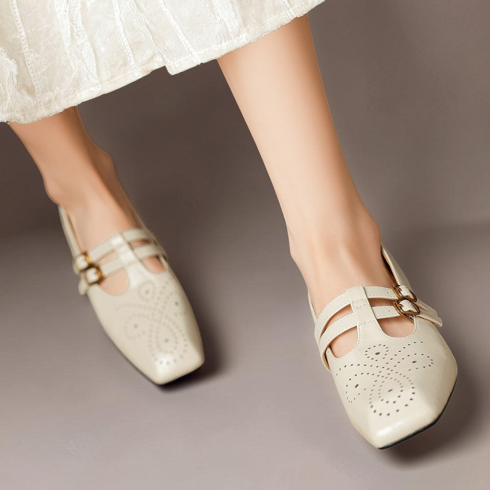 Rikke | Elegante Mary-Jane-Schuhe aus Leder mit Doppelriemen