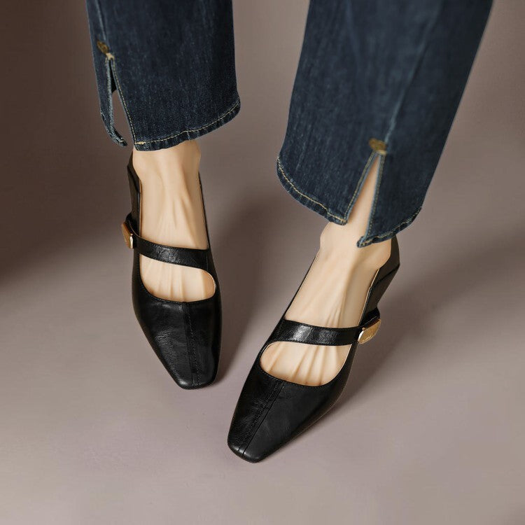 Else | Elegante Mary-Jane-Schuhe mit goldfarbener Schnalle