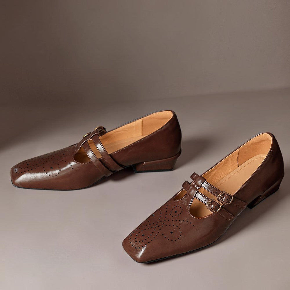 Rikke | Elegante Mary-Jane-Schuhe aus Leder mit Doppelriemen