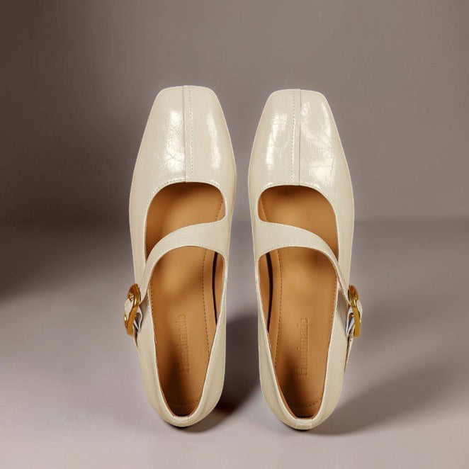 Lone | Mary-Jane-Schuhe aus Echtleder mit eckiger Spitze