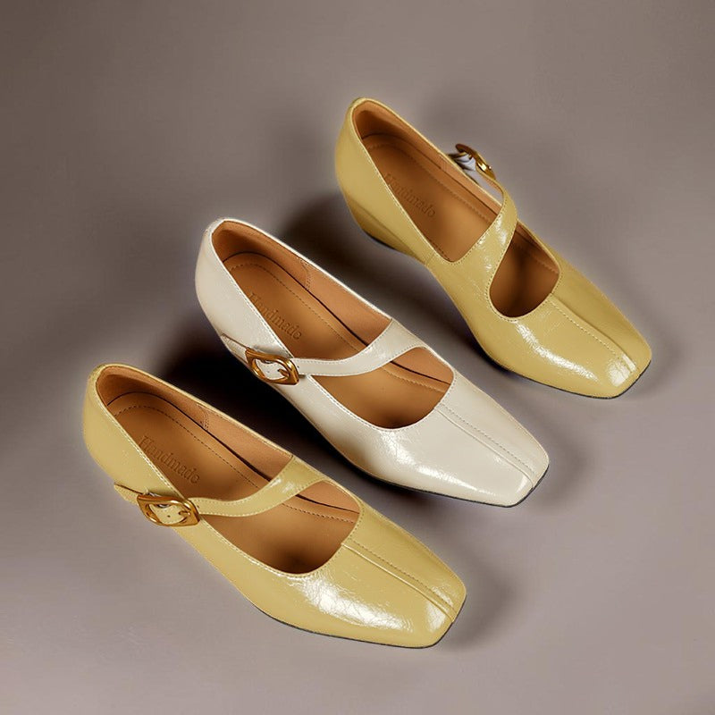 Lone | Mary-Jane-Schuhe aus Echtleder mit eckiger Spitze