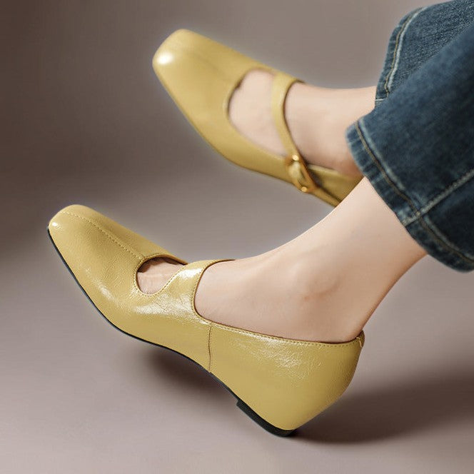 Lone | Mary-Jane-Schuhe aus Echtleder mit eckiger Spitze