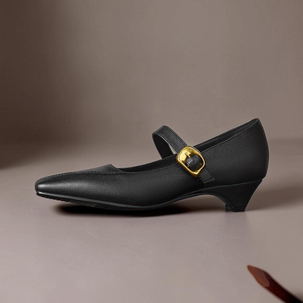 Grethe | Mary-Jane-Schuhe mit goldfarbener Schnalle