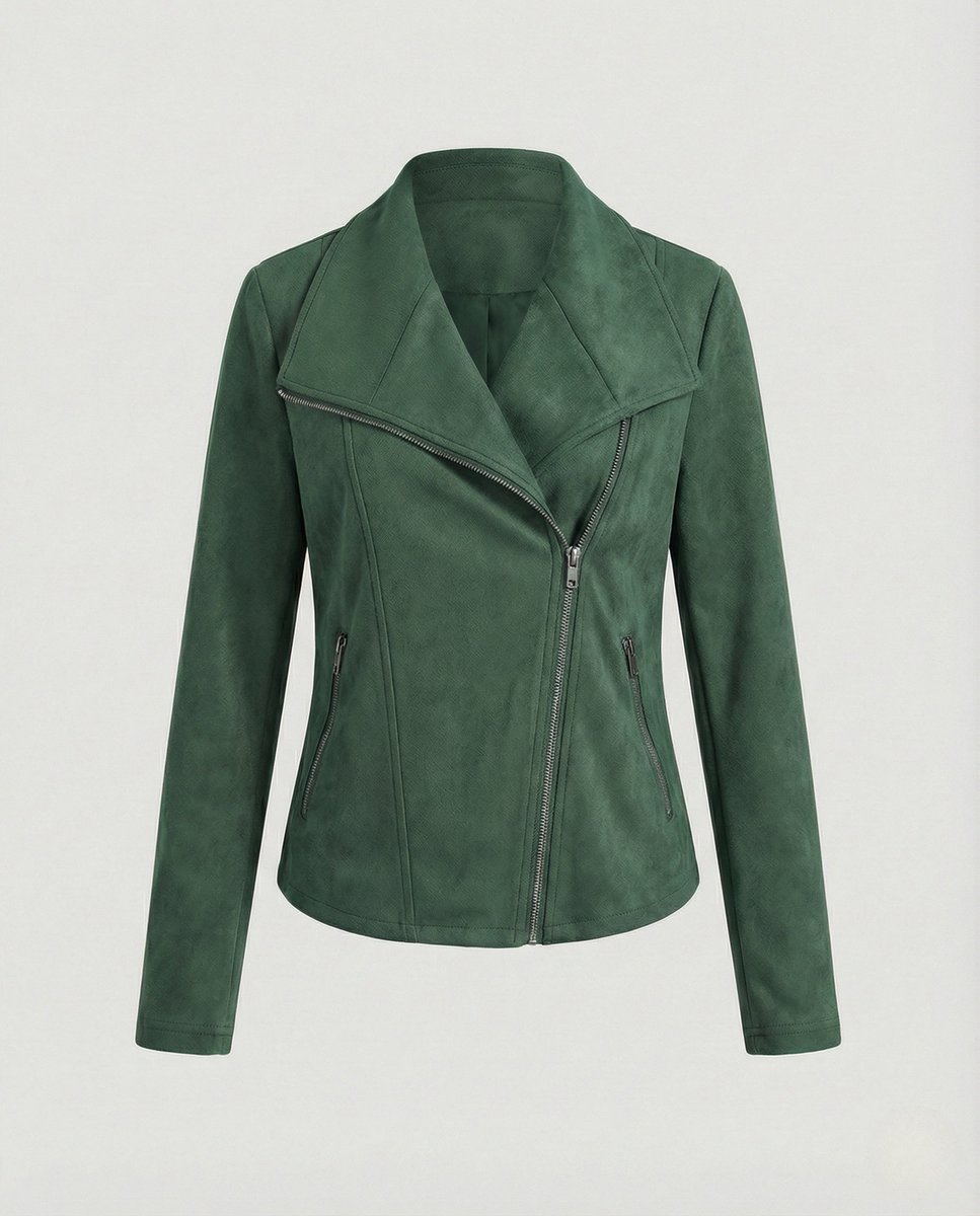 Corinna | Bikerjacke in Wildlederoptik mit asymmetrischem Reißverschluss